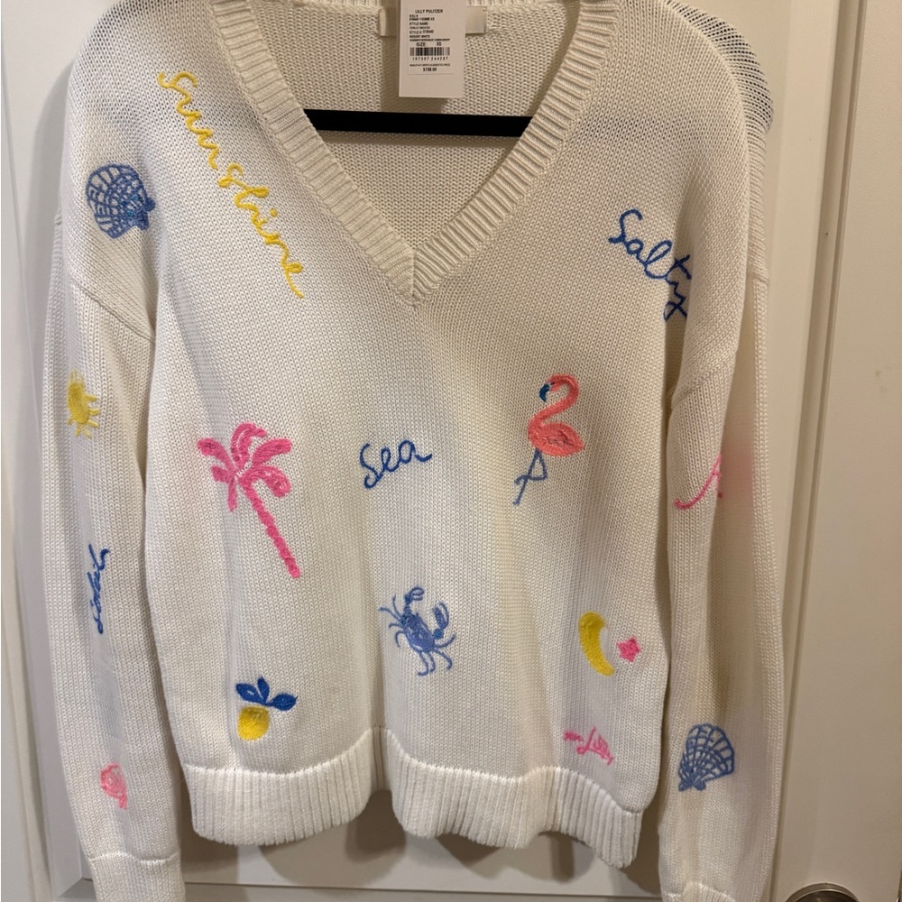 Lilly Pulitzer Tensley Sweater in Summer Serenade with Multicolor Embroidery